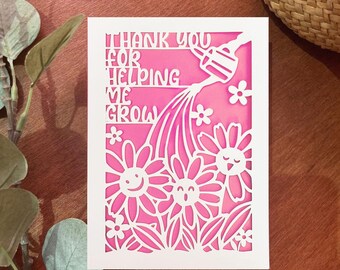 Merci professeur carte SVG : modèle Cricut (téléchargement numérique 5 x 7 pouces)