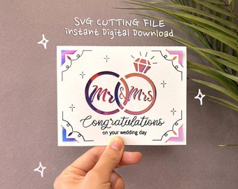 wedding ring card svg, Wedding insert card , Cricut wedding card svg, instant Digital Download, cricut joy