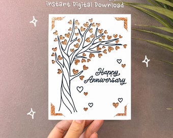 anniversary card svg, love tree card svg ,instant Digital Download, Cricut  Files