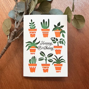 tarjeta de cumpleaños de plantas svg, tarjeta de cumpleaños cricut, tarjeta de planta en capas svg, plantilla de tarjeta SVG descarga digital instantánea