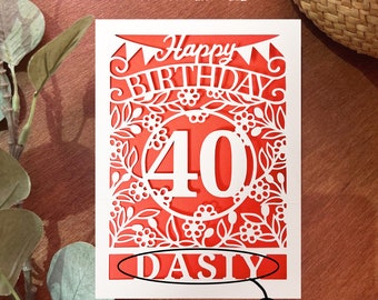 Personalized 40th Birthday Card SVG Template (Digital Download)