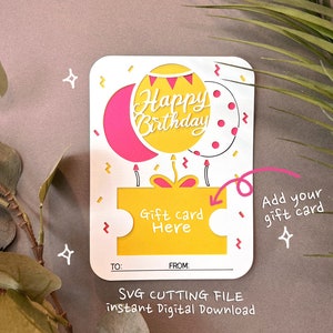 Geburtstagsgeschenk Kartenhalter svg, Geschenkkartenhalter SVG Schneidedateien für Cricut, sofortiger digitaler Download