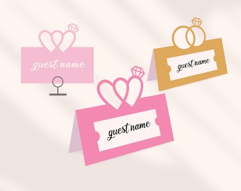 Wedding Place Card SVG Template: Rings Design (Digital Download)