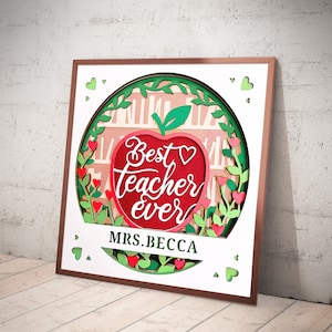 Teacher Apple Shadowbox SVG: Layered Cardstock Template (Digital Download)