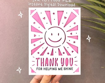 Teacher Appreciation Card SVG: Thank You Card Template (Digital Download)