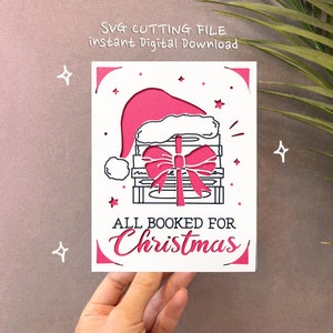 tarjeta de libro de Navidad svg, Todo reservado para tarjeta de Navidad svg, Tarjeta de Navidad amante del libro svg, Archivos Cricut, Descarga digital