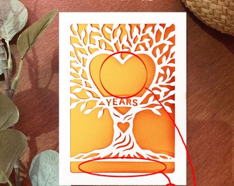 Personalised Anniversary tree card SVG, cricut anniversary card, Card Cut File, instant Digital Download