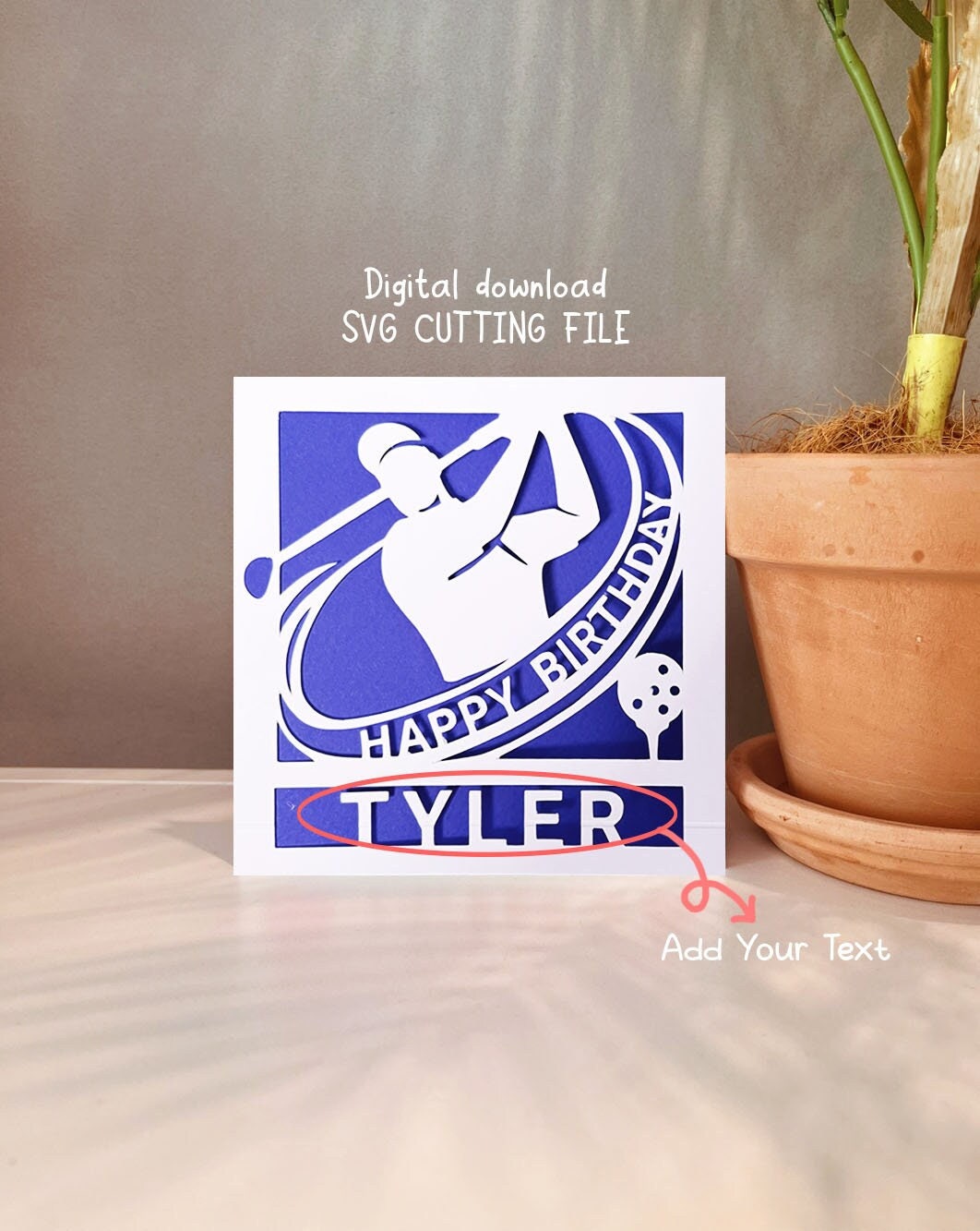 Personalized Golf Birthday Card SVG: Papercut Template (Digital Download)