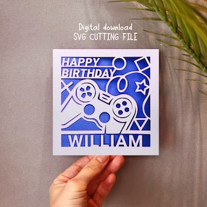 gamer birthday card svg, boy birthday card svg, personalised Birthday card, Cutting Files for Cricut , instant Digital Download