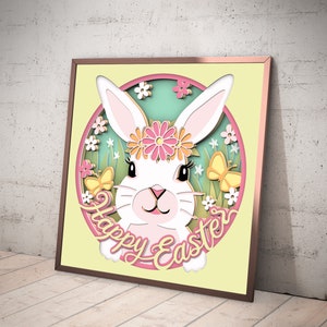 caja de sombras de conejito de pascua, 3d pascua svg, 3d conejito svg, Cricut Files, Cardstock Svg, descarga digital instantánea