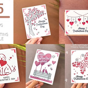 5 valentines day cards bundle svg, valentine card cricut, Holiday Insert Card bundle ,instant download