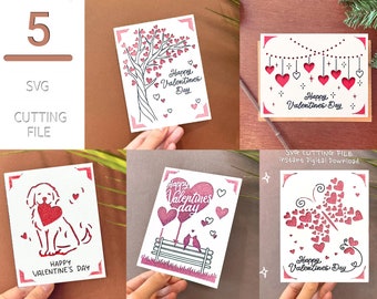 5 valentines day cards bundle svg, valentine card cricut, Holiday Insert Card bundle ,instant download