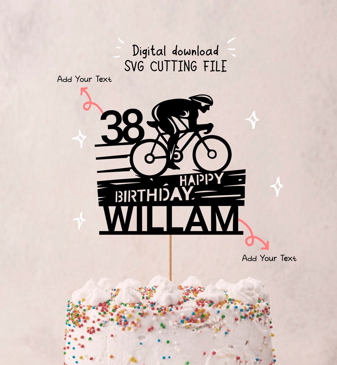 Cycle Birthday Topper Svg, Name and Age of Birthday Topper Svg, Svg ...