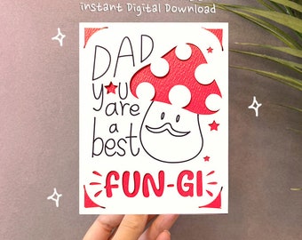 Fungi Father's Day Card SVG: Cricut Dad Card Template (Digital Download)