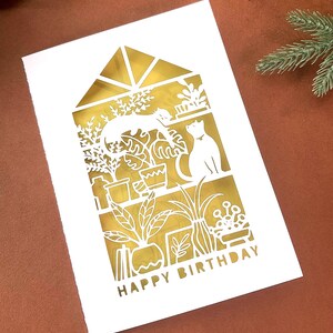 cat birthday card svg, house plants svg , plants cat svg , cat birthday svg, Card Template SVG instant Digital Download image 2