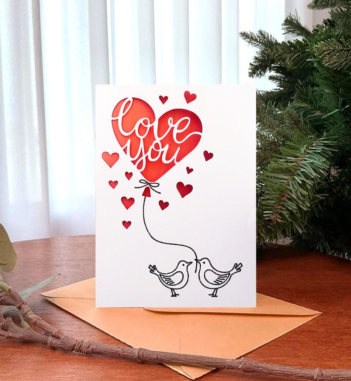 Valentines Day Bird Card Svg, Lovebird Card Svg, Romantic Card Svg ...