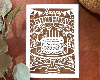 Cake Birthday Card SVG Template: Paper Cut File (Digital Download)