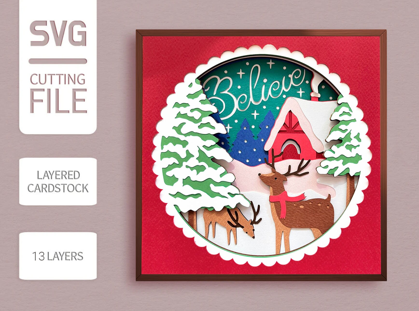 Christmas Shadow Box Svg 3D Christmas SVG Cricut Files Svg Etsy
