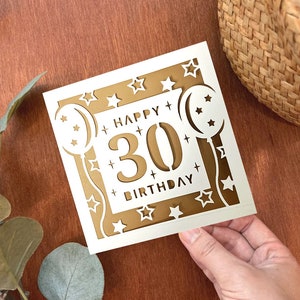 Cartão de aniversário de 30 anos svg, 30º cricut svg, arquivos de corte para Cricut, download digital instantâneo