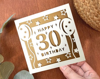 30.a tarjeta de cumpleaños svg, 30.o cricut svg, Archivos de corte para Cricut, Descarga digital instantánea