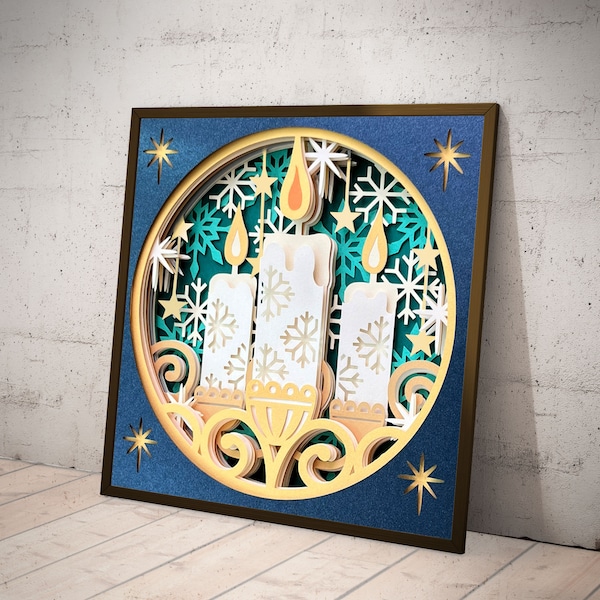 Christmas shadow box, 3D Candle SVG, Cricut Files svg, instant Digital Download Christmas shadow box, 3D Candle SVG, Cricut Files svg, instant Digital Download