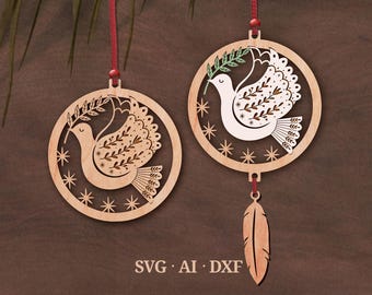 Atrapasueños de paloma SVG: Adorno de Primera Comunión, Arte de DVD/CD reutilizado (Descarga digital)
