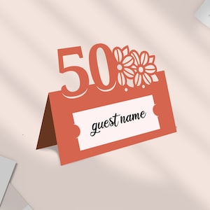 Cartão de aniversário de 50 anos svg, cartão de nome de 50 anos SVG, modelo de nome SVG, download digital instantâneo