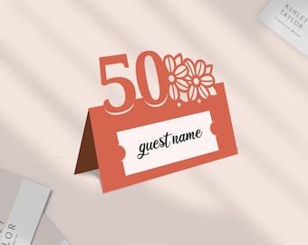 50th Birthday Place Card SVG Template (Digital Download)