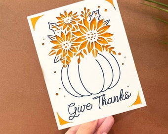 Sunflower Pumpkin Thanksgiving Card SVG, Cricut Joy File (Digital Download)