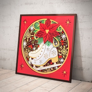 Ice skate shadow box, 3d Christmas svg, Cricut Files svg, instant Digital Download