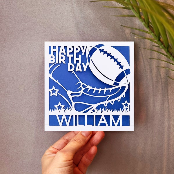 rugby carte d'anniversaire svg, svg de carte de football, fichiers de coupe pour Cricut, téléchargement numérique instantané