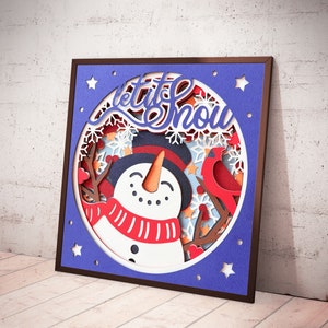 snowman shadow box, 3d christmas svg, Cricut Files svg, instant Digital Download