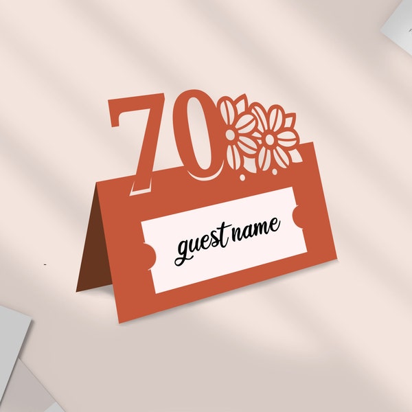 70e anniversaire Place carte svg, 70e nom carte SVG, nom modèle SVG, téléchargement numérique instantané