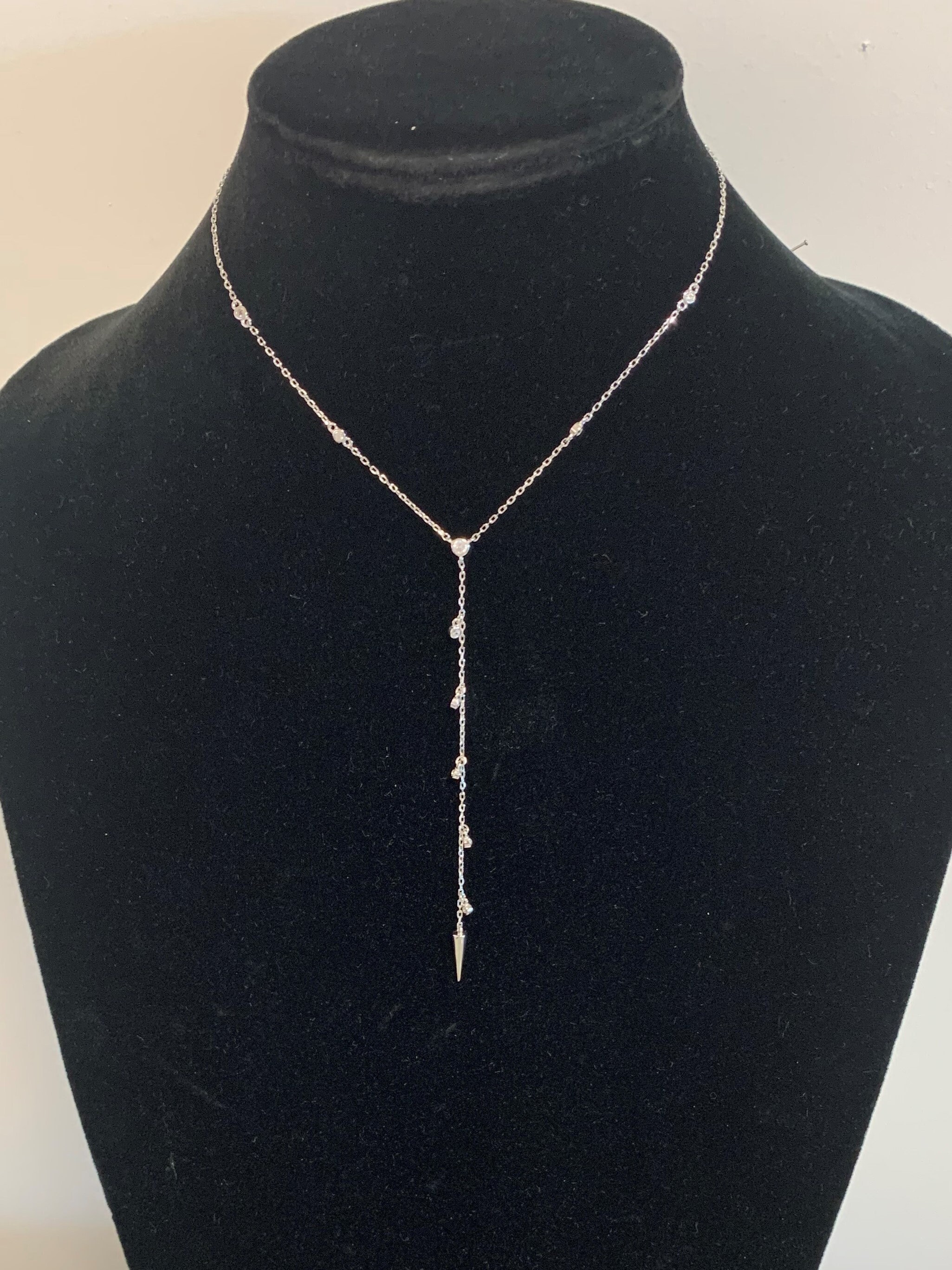 Silver Crystal Drop Necklace adjustable 1618 Etsy