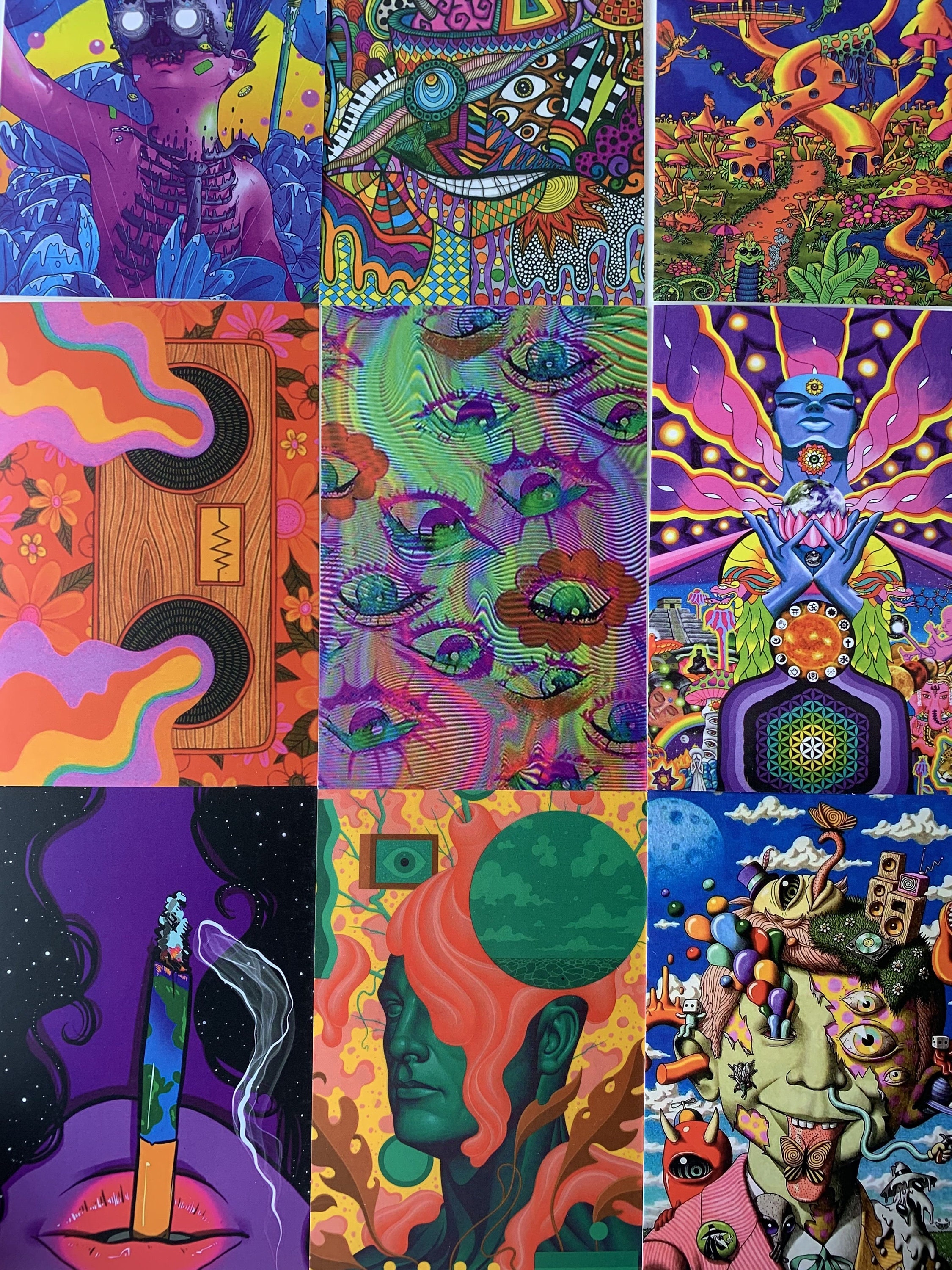 Trippy Wall Collage Kit Psychedelic Trippy Aesthetic Wall Etsy
