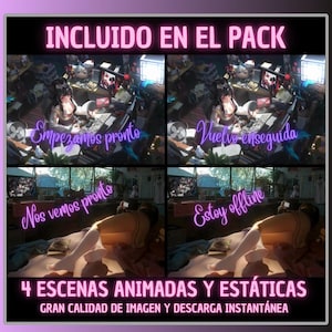 Pack 4 Pantallas Animadas en Español, Chill Anime. Pantallas Twitch. Pantalla transmisión directo. Overlay Streaming. Superposición