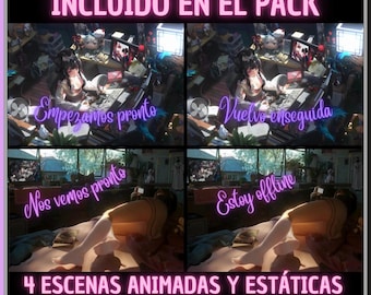 Pack 4 Animated Screens in Spanish, Chill Anime. Twitch Screens. Live Streaming Screen. Streaming Overlay. Superposition