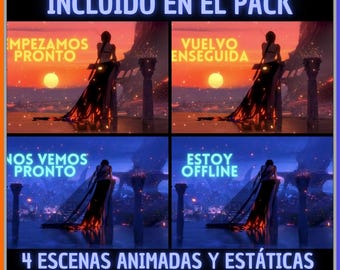 Pack 4 Animated Screens in Spanish, Empress. Twitch Screens. Live Streaming Screen. Streaming Overlay. Superposition