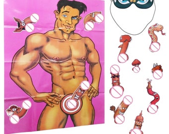 Ship Today - Pin The Junk On The Hunk bachelorette party game