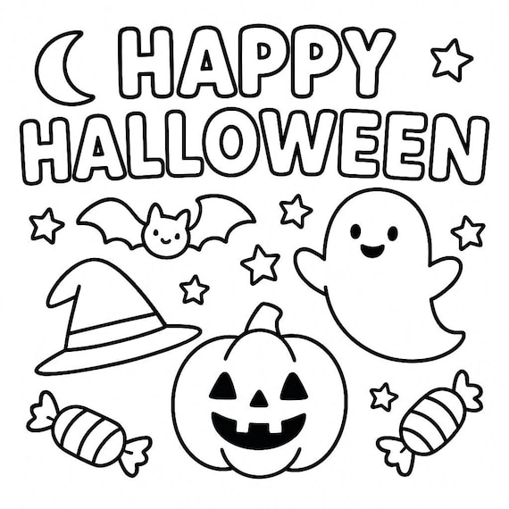 Halloween Coloring Book For Kids, Toddlers, and Preschoolers 21 Sheets