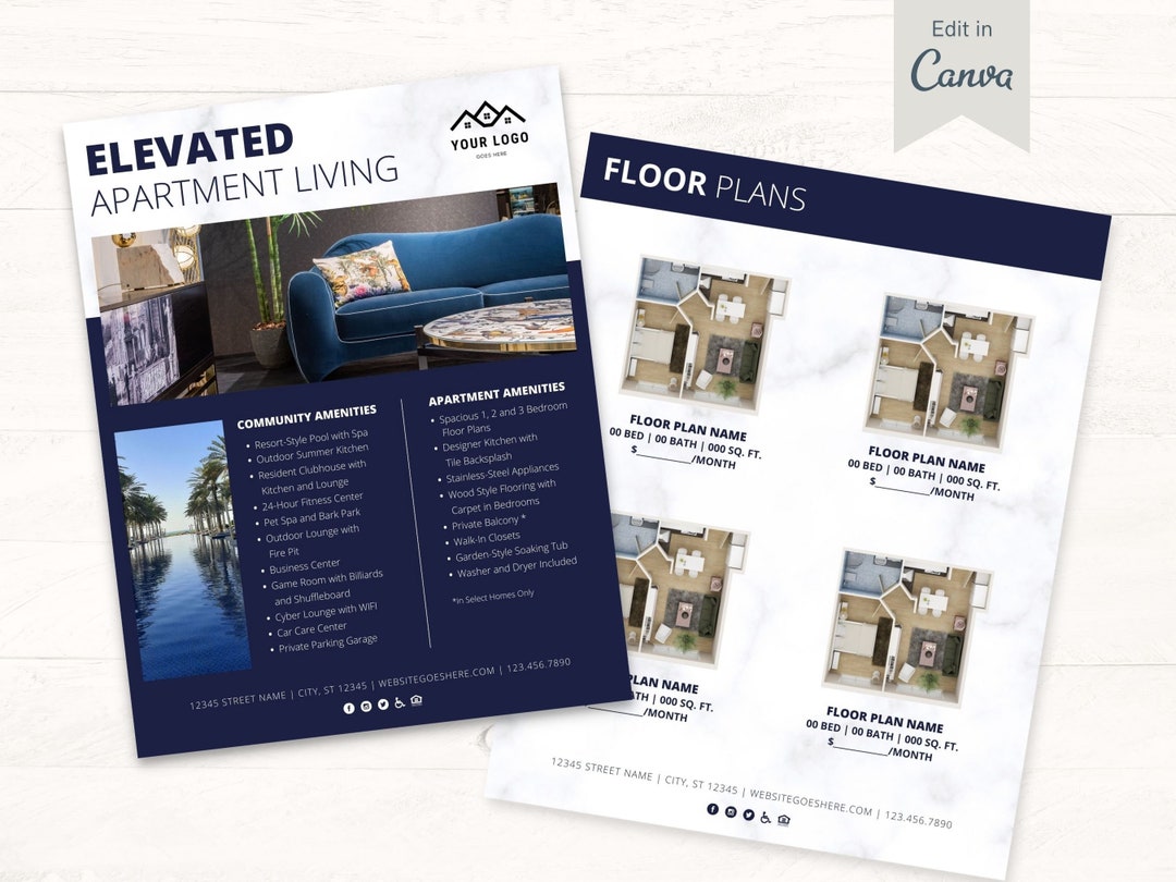 Apartment Marketing Flyer, Sales Sheet, Floor Plans Flyer, Multifamily