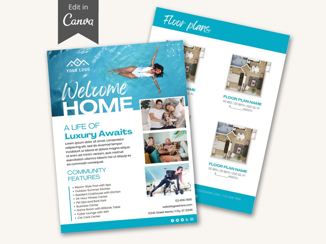 Apartment Marketing Flyer: Real Estate Leasing Template (canva Editable ...