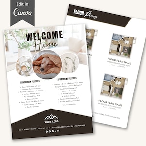 Editable Apartment Marketing Flyer for Apartment Community Floor Plans Flyer Neutral Editable Canva Template for Property Managers