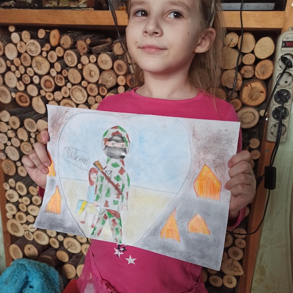 I am from Ukraine.Ukrainian artist. Children's drawing. Glory to the heroes!