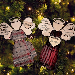 Angel Memorial Ornament with Fabric, 2025 Christmas Ornament, Personalized Christmas Ornament, Memorial Ornament