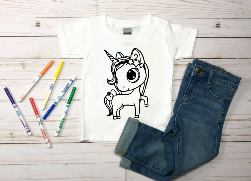 Unicorn Coloring Shirt - Etsy