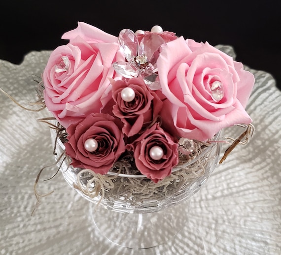 Waterford d\u00e9cor crystal glitter roses bling pearls jewels rhinestone handmade,personalized gift floral