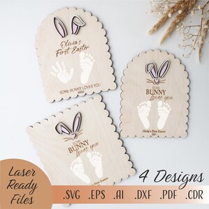 Some Bunny Loves You Easter Footprint Sign Glowforge Laser Cutting File Engraving Design, SVG First Easter Footprint Keepsake, Easter SVG