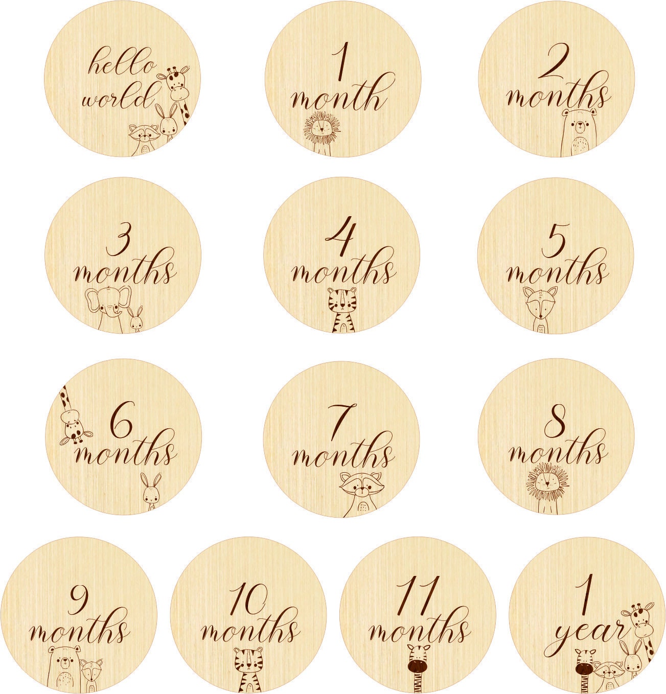 Safari Baby Milestone Cards SVG – Jungle Animal Monthly Newborn Photo ...