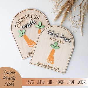Remendo de cenoura de páscoa personalizado, sinal svg, cenoura de páscoa glowforge, arquivo de corte a laser, design de gravação, bebê, criança, lembrança